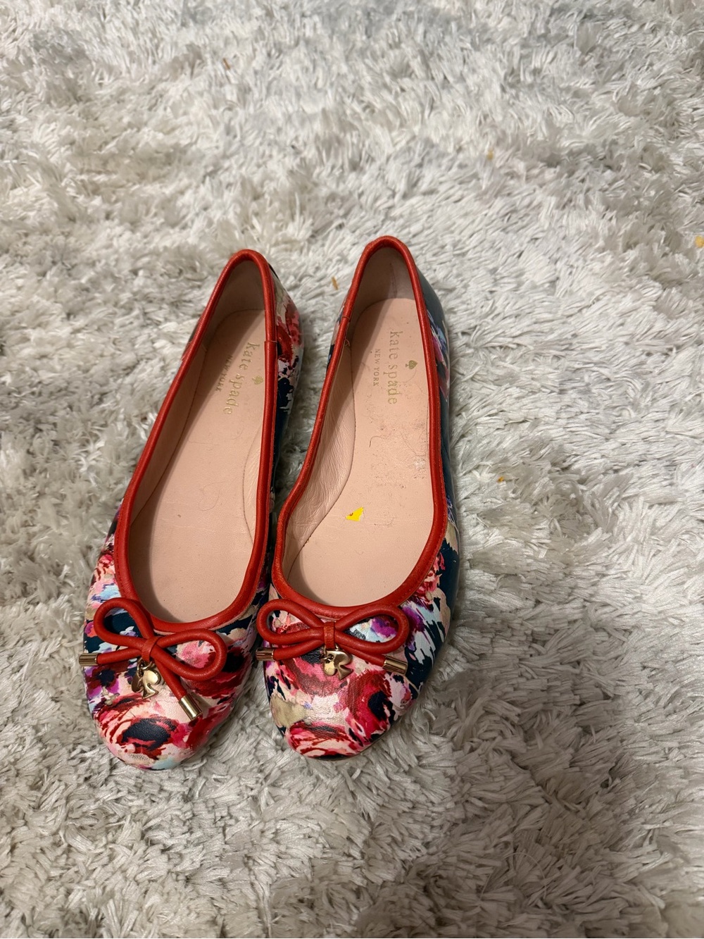 Kate Spade Floral Red Trim Ballet Flats
